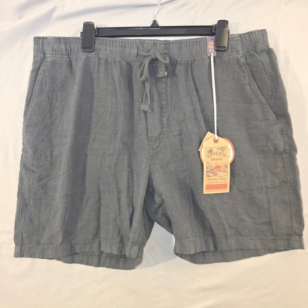 Faherty Linen Shorts XXL Mens Charcoal Gray 6.5 Inseam Drawstring NWT